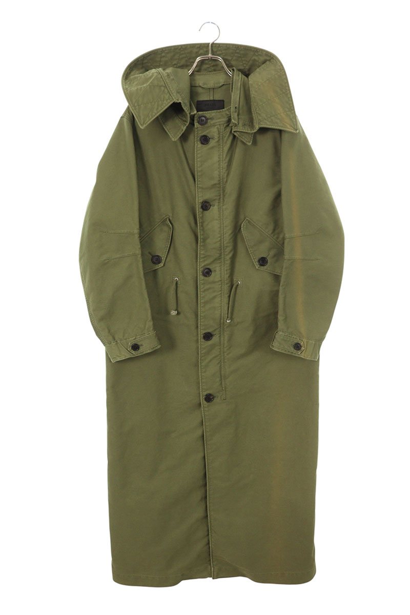PRADA SGC359 Hooded Military Coat Khaki Size S