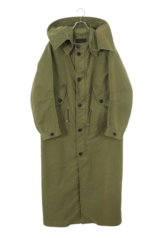 PRADA SGC359 Hooded Military Coat Khaki Size S