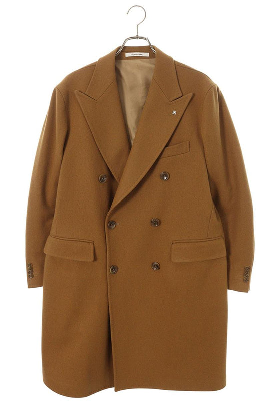 TAGLIATORE Cashmere Blend Double Chester Coat Brown Size M