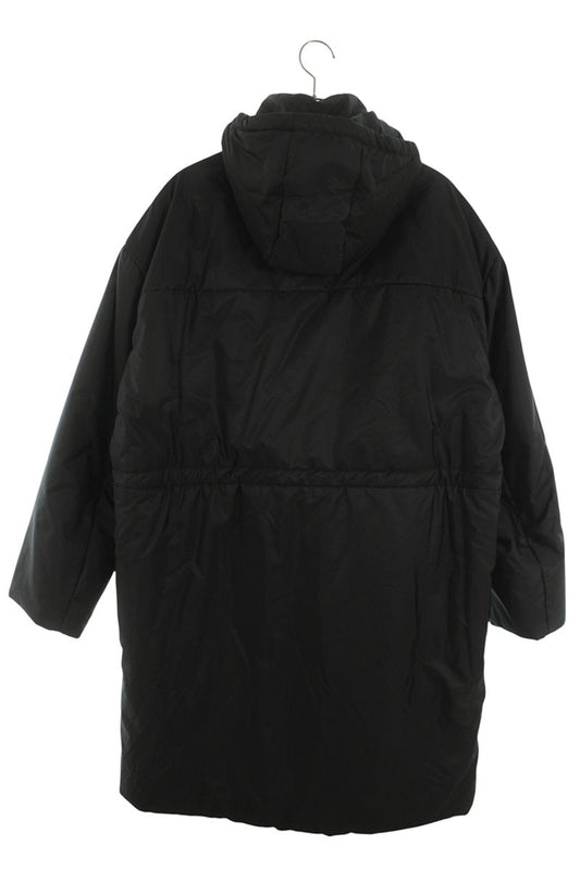 PRADA RE-NYLON Triangle Logo Padded Long Coat Black Size M