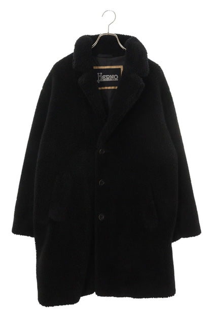HERNO Faux Fur Chester Coat Black Size S