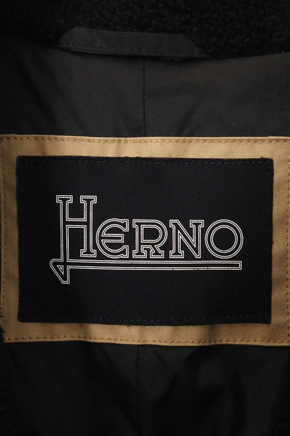 HERNO Faux Fur Chester Coat Black Size S