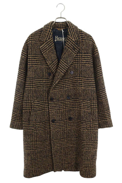 HERNO Wool Blend Double Chester Coat Brown Size L