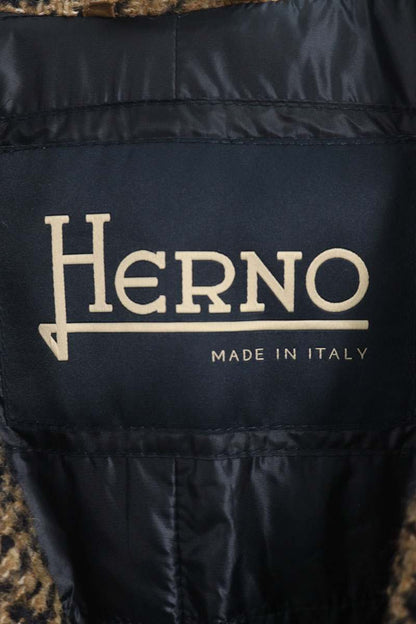 HERNO Wool Blend Double Chester Coat Brown Size L