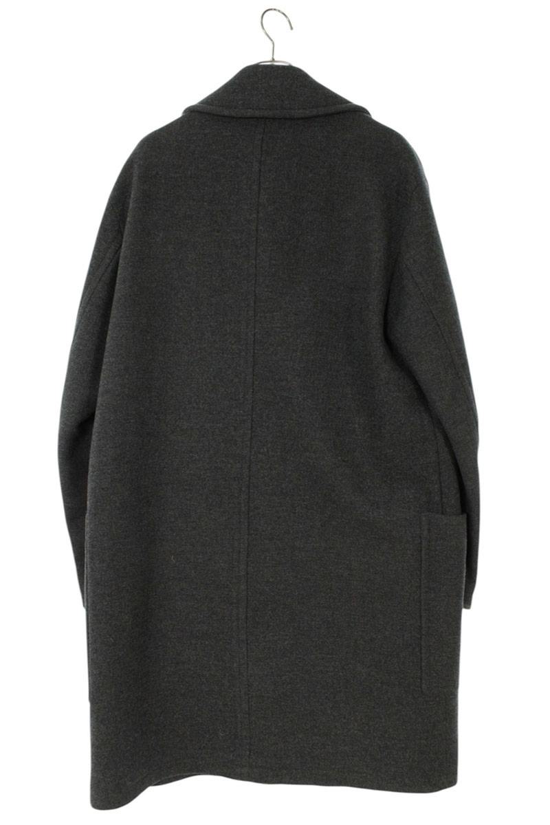 HERMES Double Breasted Wool Long Coat Gray Size M