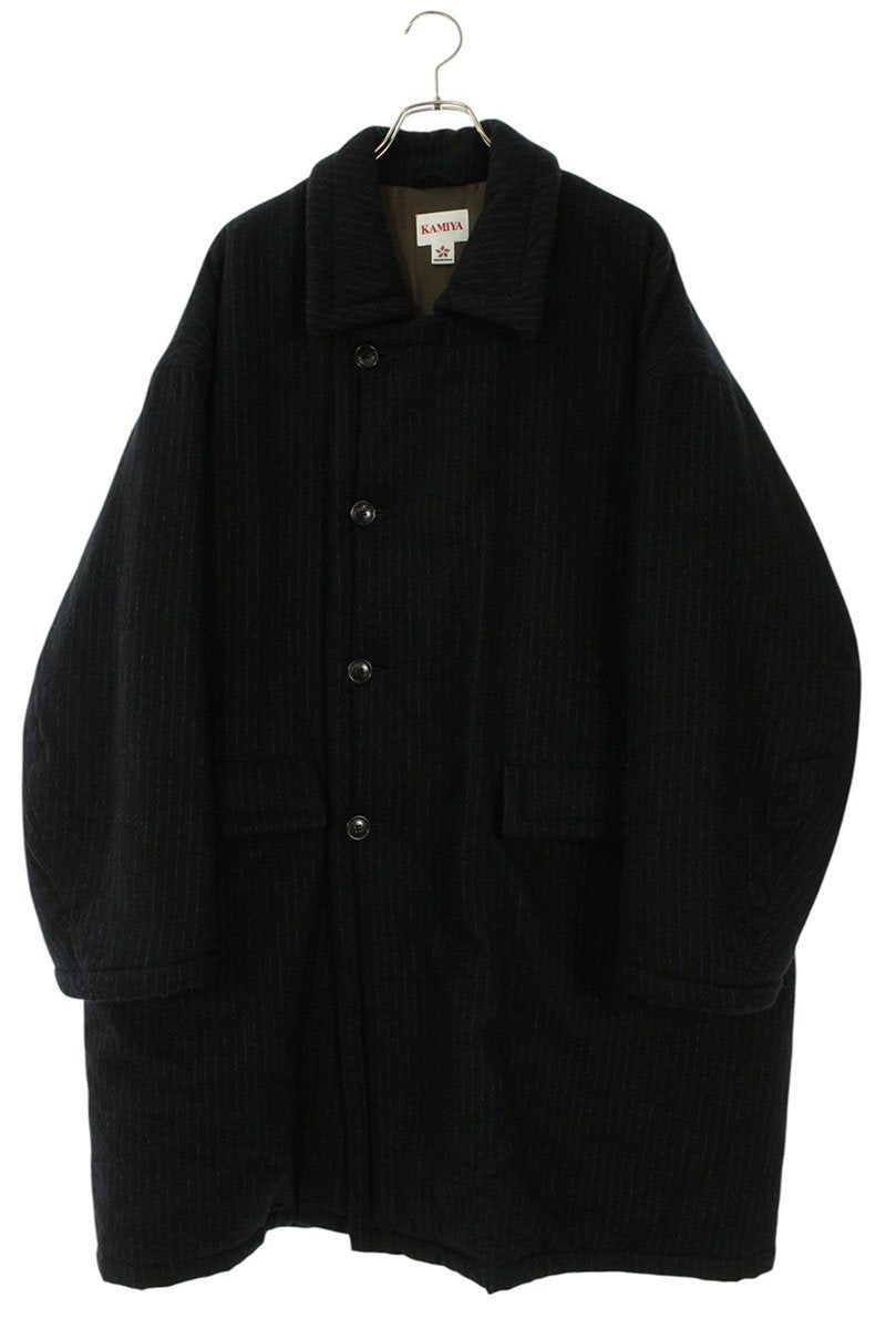 KAMIYA Striped Coat Black Size S