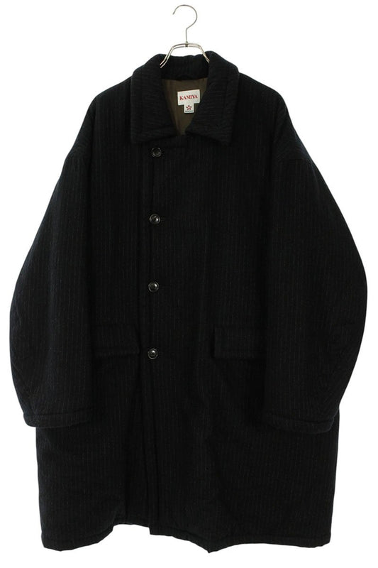 KAMIYA Striped Coat Black Size S