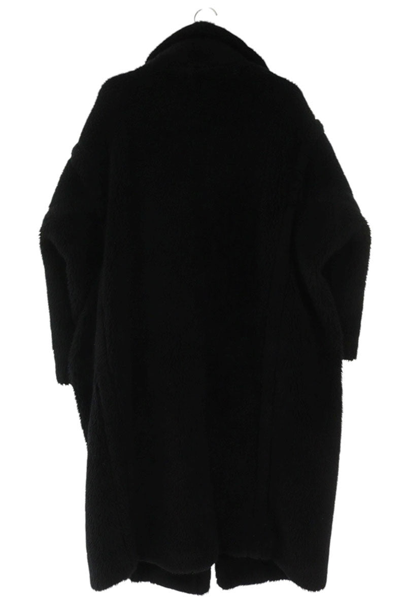 MaxMara Alpaca Blend Fur Long Coat Black Size M
