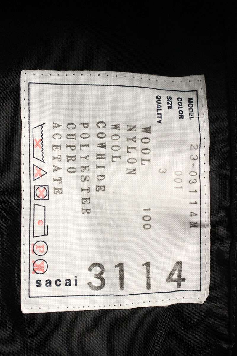 Sacai Coat Black Size 3