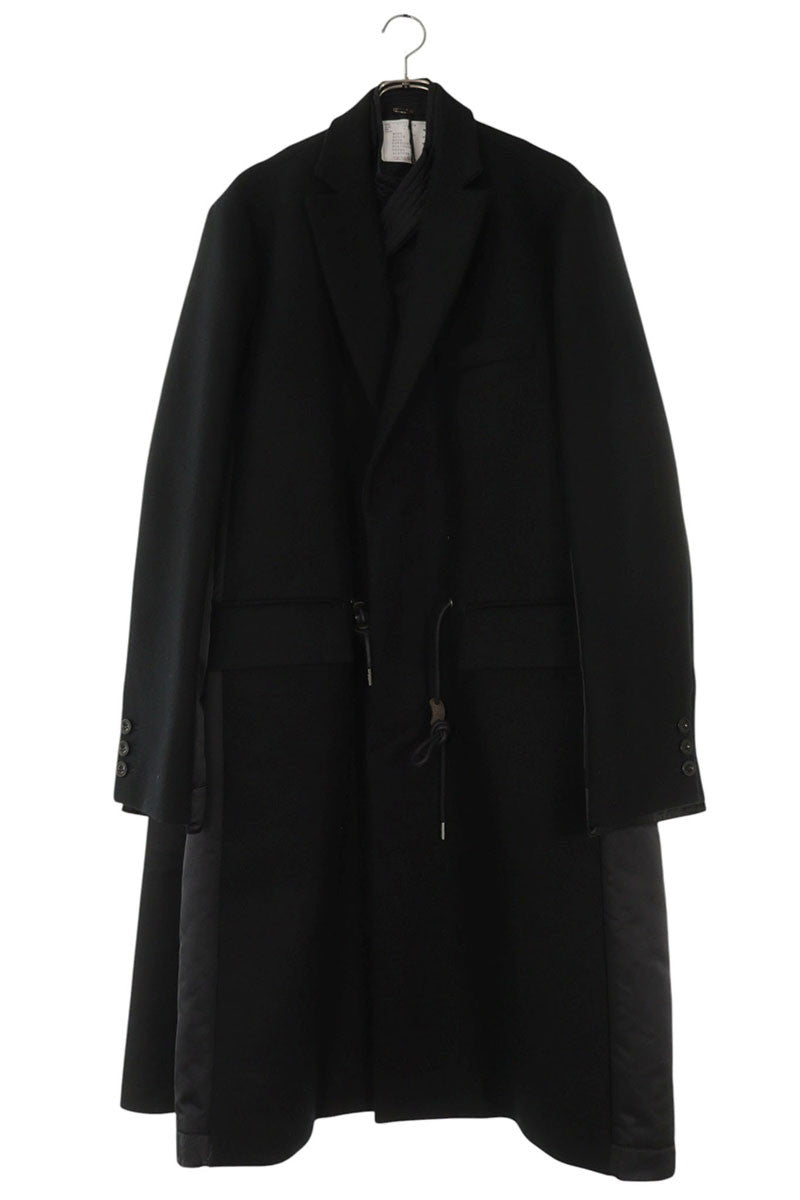 Sacai Wool Melton Chester Coat Black Size XL