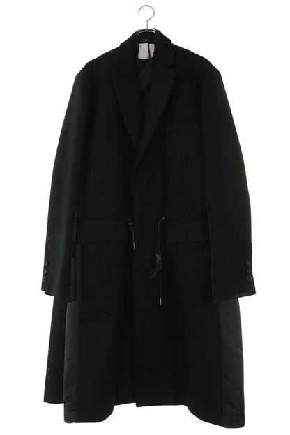 Sacai Wool Melton Chester Coat Black Size XL