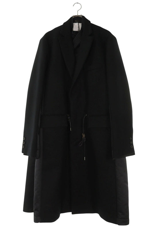Sacai Wool Melton Chester Coat Black Size XL