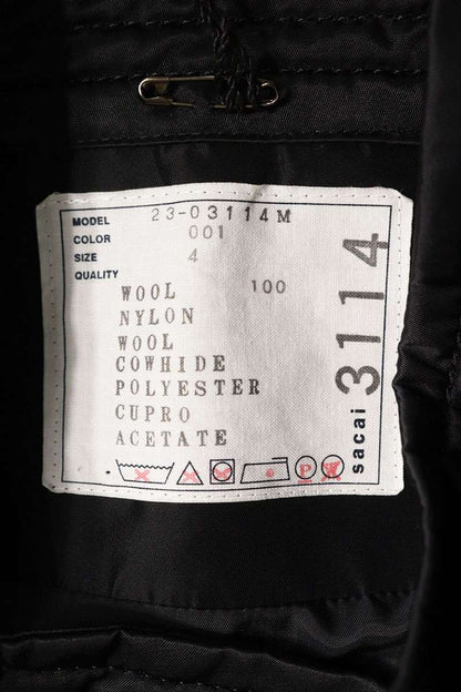 Sacai Wool Melton Chester Coat Black Size XL