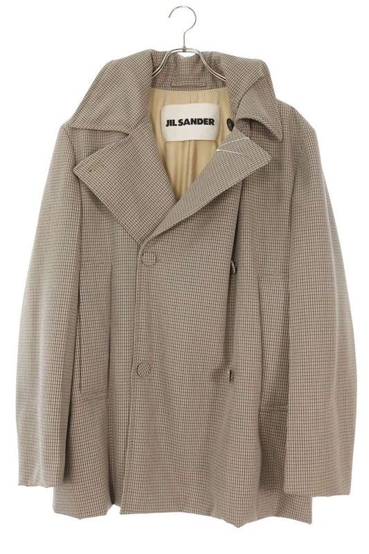 JILSANDER Micro Check Wool Peacoat Brown Size L