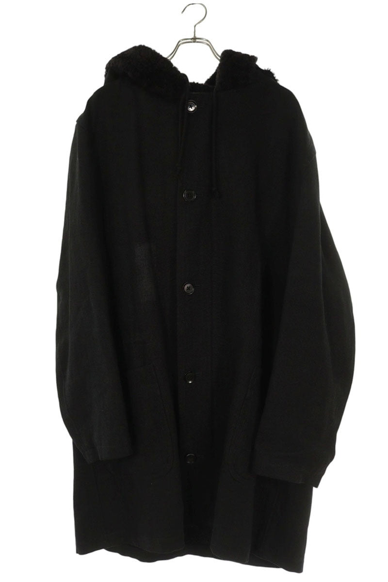 Yohji Yamamoto 05AW Hooded Mouton Linen Coat Black Size M
