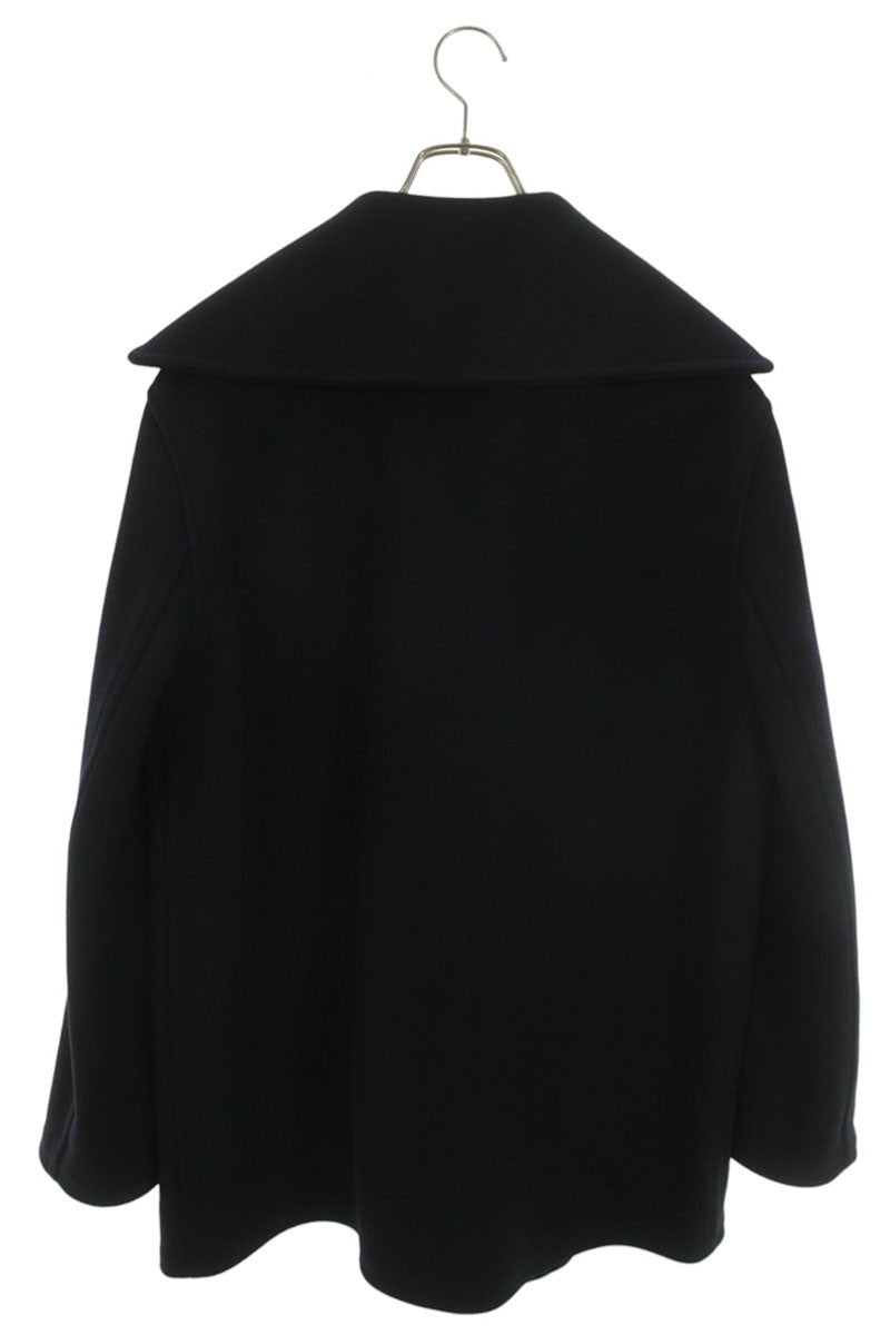 CELINE Black Cashmere Open Collar Zip Coat Size M