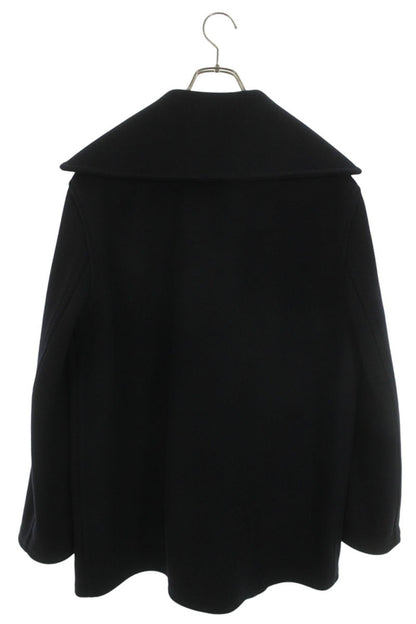 CELINE Black Cashmere Open Collar Zip Coat Size M