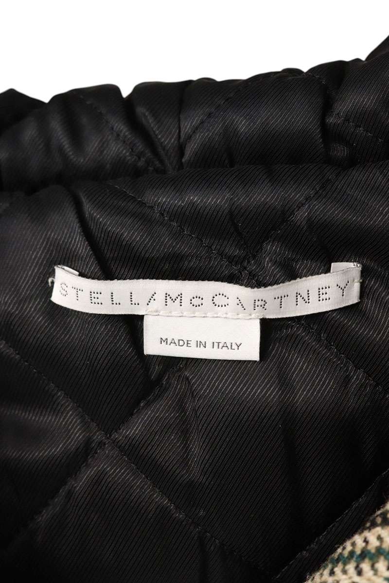 STELLA McCARTNEY Beige Houndstooth Hooded Duffle Coat Size L