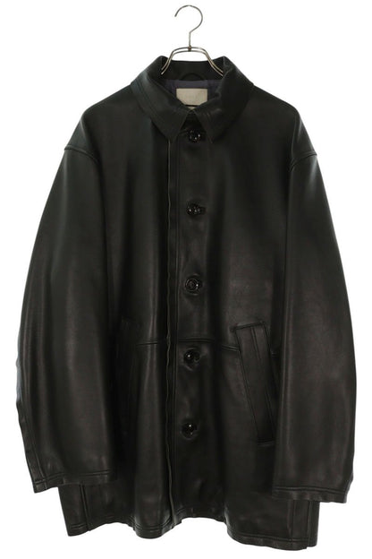 YOKE 22AW Dark Green Raw Edge Leather Coat Size M