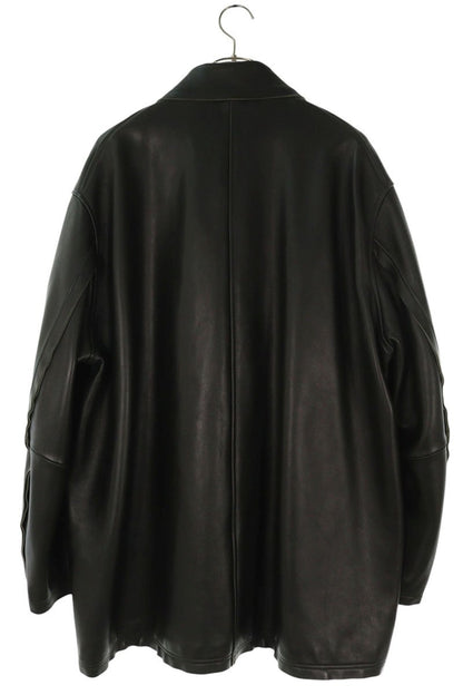 YOKE 22AW Dark Green Raw Edge Leather Coat Size M