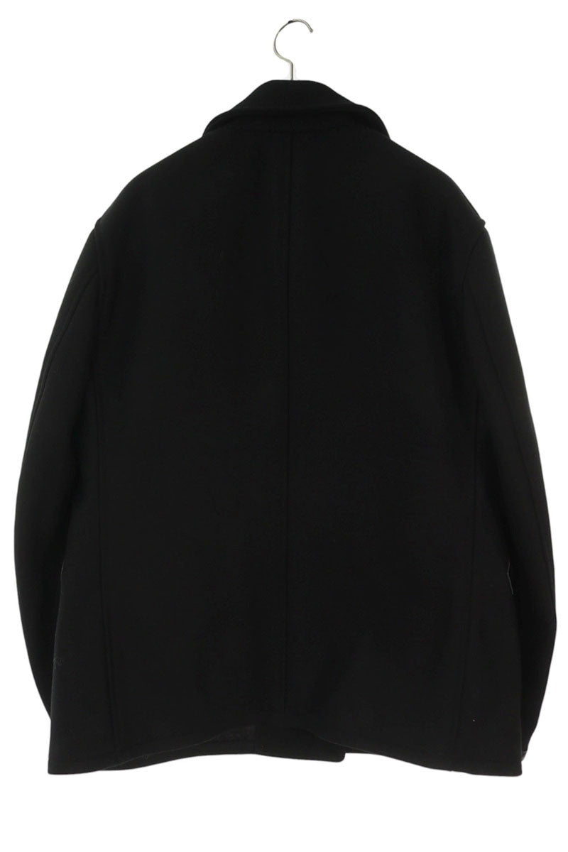 MASSES Leather Panel Wool Pea Coat Black Size L