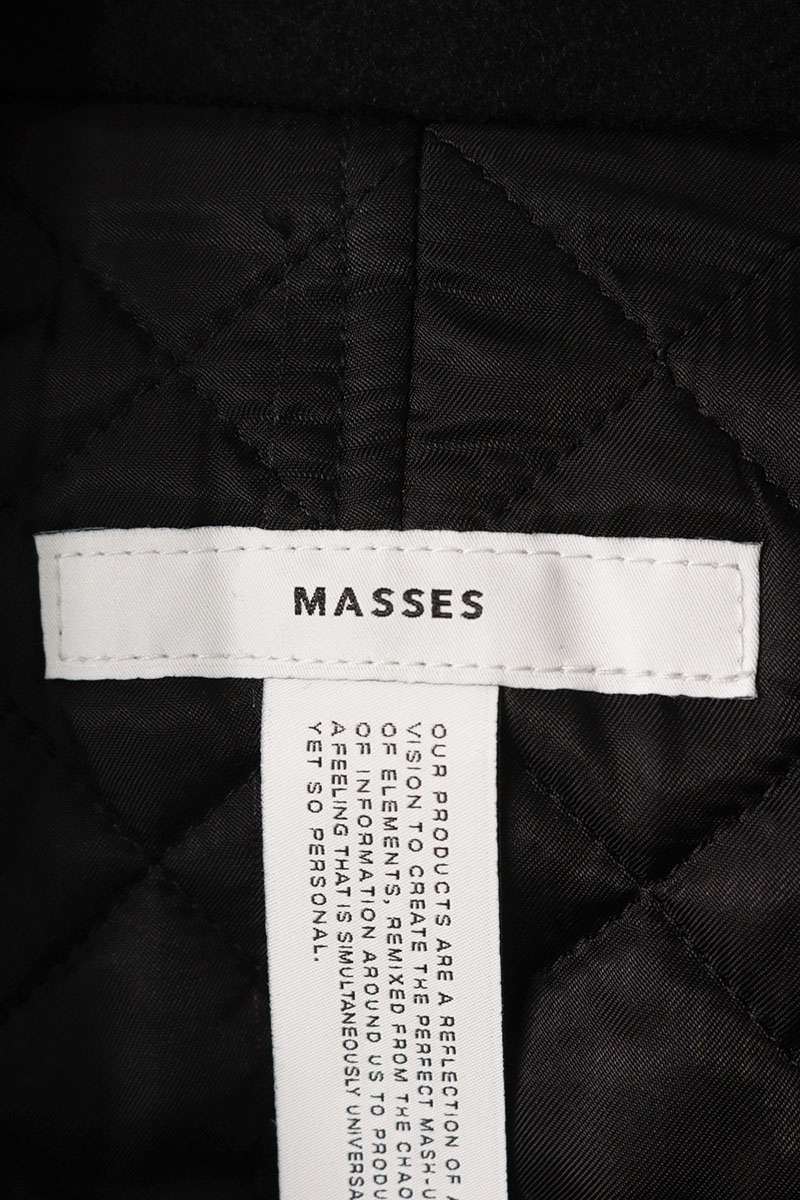 MASSES Leather Panel Wool Pea Coat Black Size L