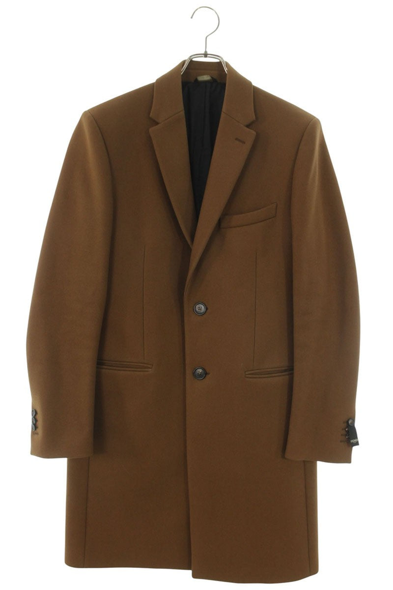 FENDI Wool Cashmere Chesterfield Coat Brown Size M