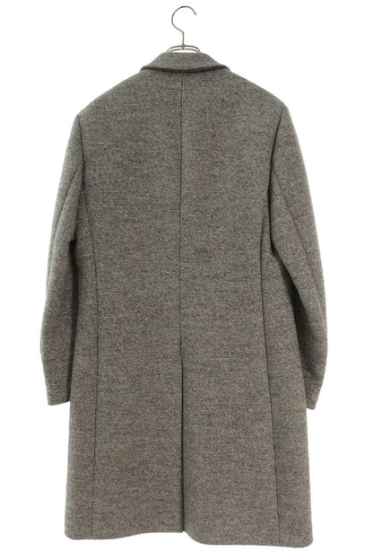 DIOR Logo Brooch Alpaca Wool Chesterfield Coat Gray Size XS