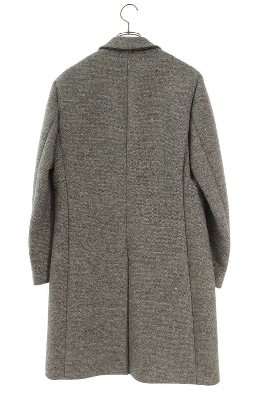 DIOR Logo Brooch Alpaca Wool Chesterfield Coat Gray Size XS