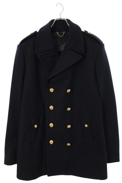 LOUISVUITTON Epaulet Logo Button P-Coat Navy/Gold Size XL