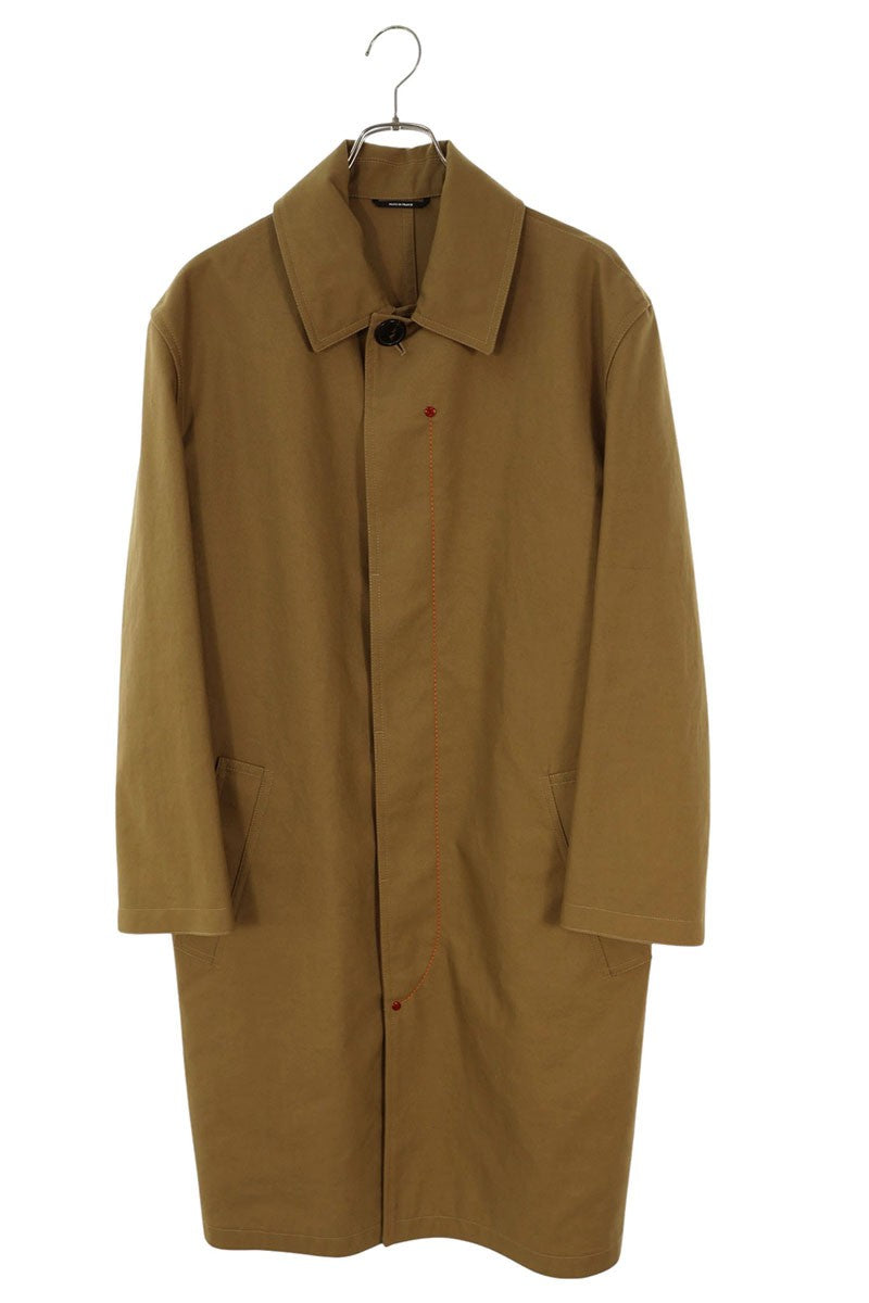 HERMES Sellier Button Rivet Balmacaan Coat Beige Size XS