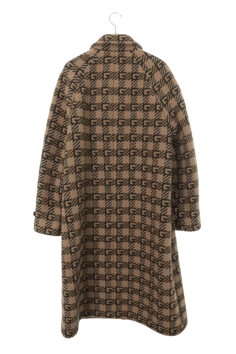 GUCCI ZAHLN GG Jacquard Wool Coat Brown Size S