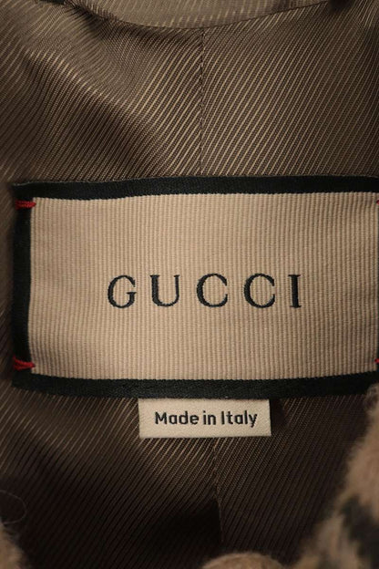 GUCCI ZAHLN GG Jacquard Wool Coat Brown Size S