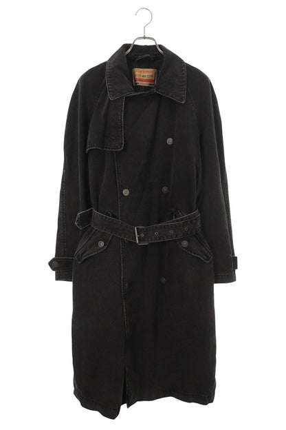 DIESEL Double Breasted Denim Long Coat Black Size L
