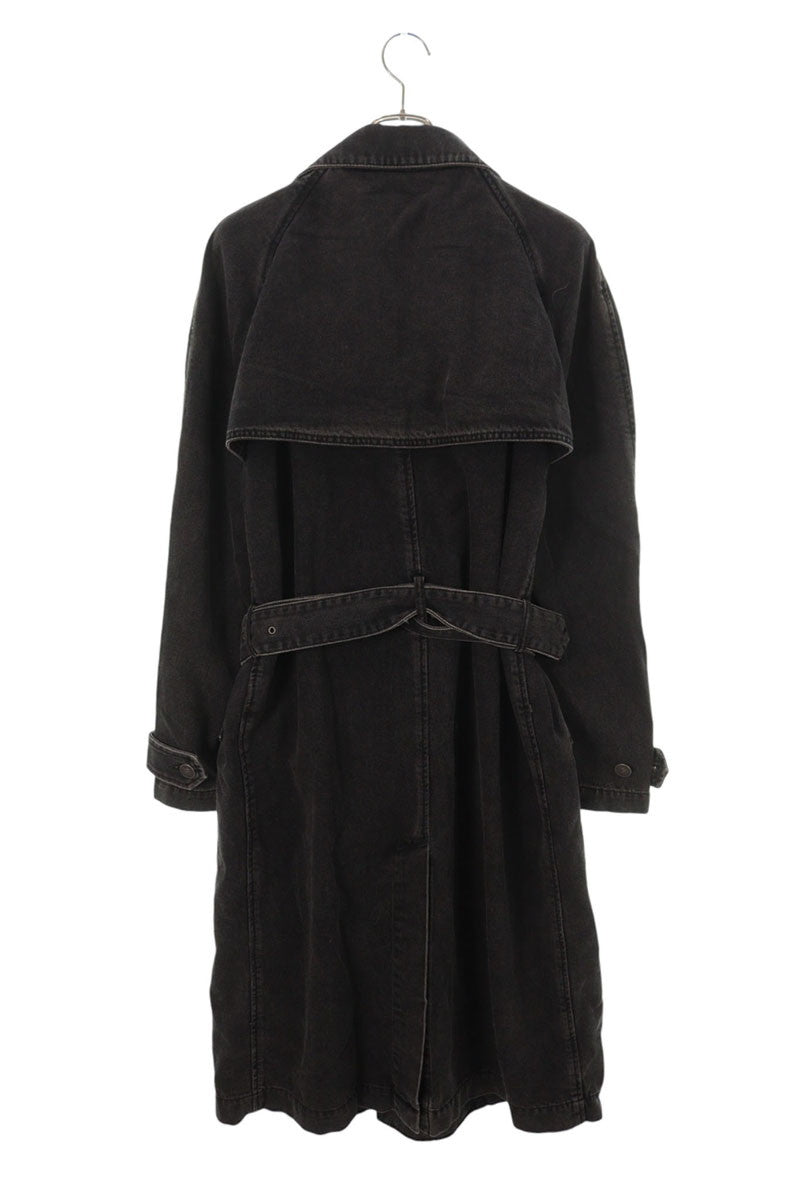 DIESEL Double Breasted Denim Long Coat Black Size L
