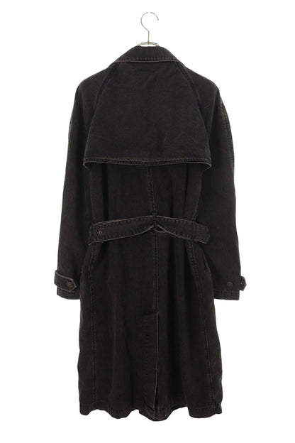 DIESEL Double Breasted Denim Long Coat Black Size L