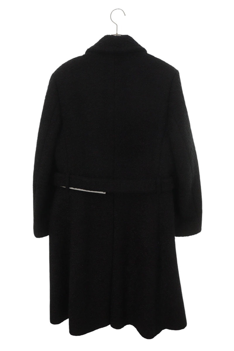 DIOR Belt Buckle Coat Wool Mohair Black Size 52