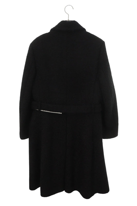 DIOR Belt Buckle Coat Wool Mohair Black Size 52