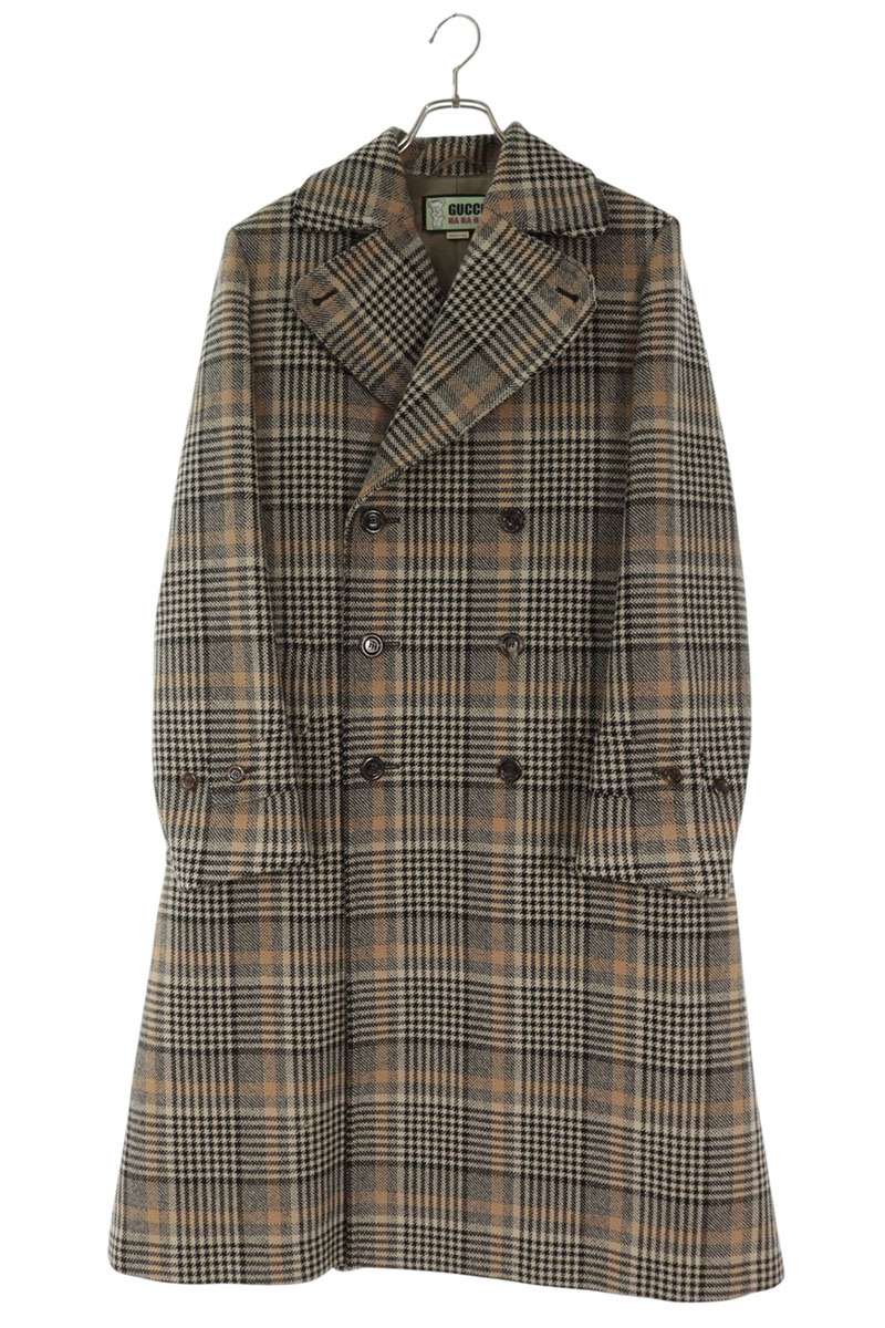 GUCCI Check Wool Coat Beige Size 44