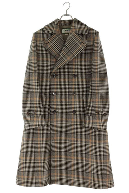 GUCCI Check Wool Coat Beige Size 44