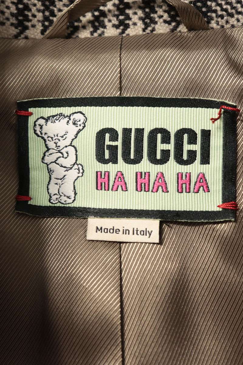 GUCCI Check Wool Coat Beige Size 44
