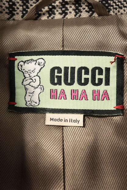 GUCCI Check Wool Coat Beige Size 44