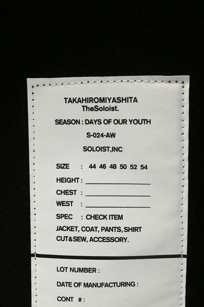 TAKAHIROMIYASHITA TheSoloIst 01AW Photo Coat Black Size 46