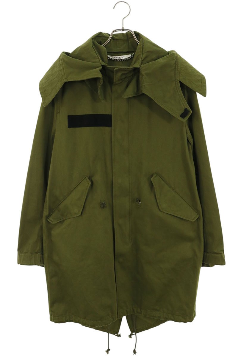 GIVENCHY 17SS Wing Print Hooded Mods Coat Khaki Size 44