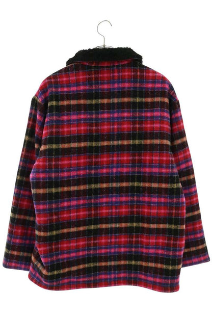 SUPREME 25AW Plaid Car Coat Boa Pink Black Size M