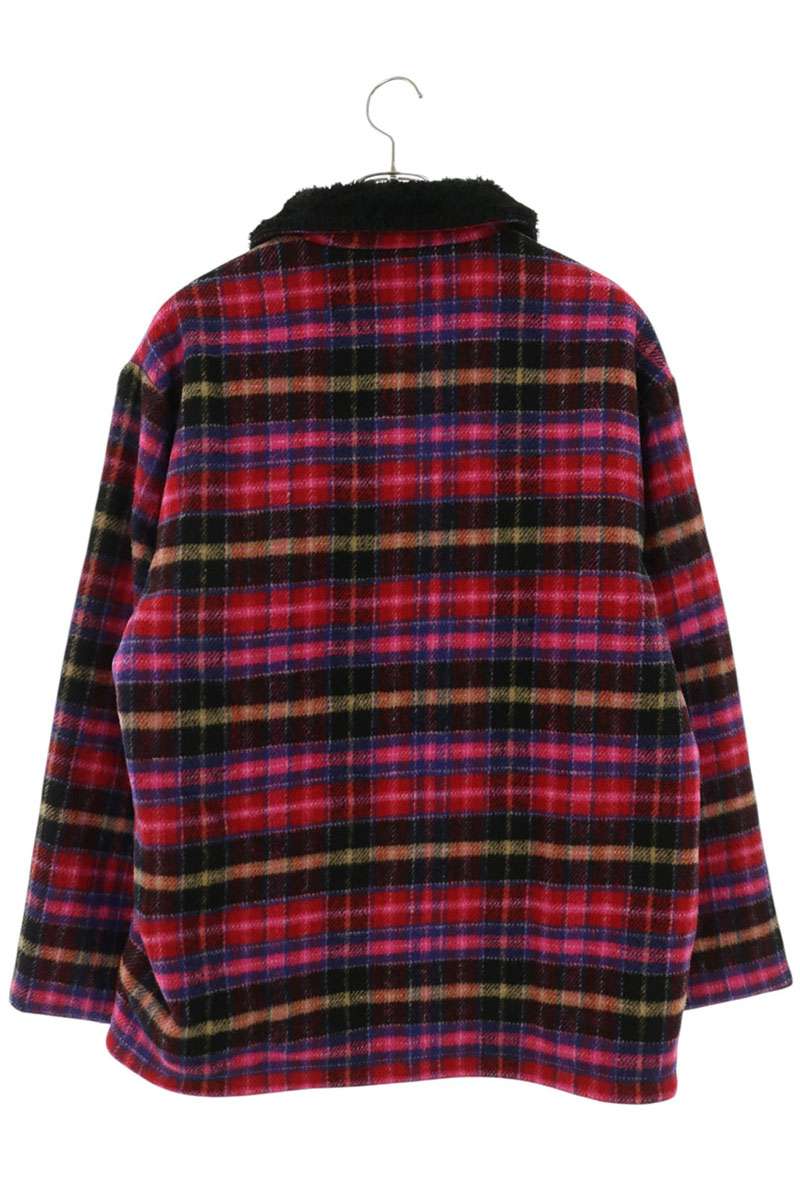 SUPREME 25AW Plaid Car Coat Boa Pink Black Size M