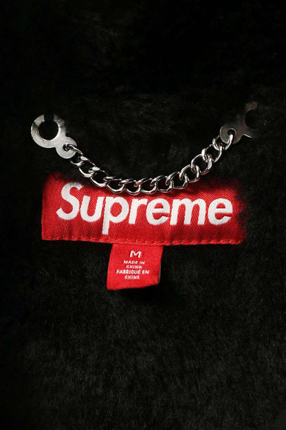 SUPREME 25AW Plaid Car Coat Boa Pink Black Size M