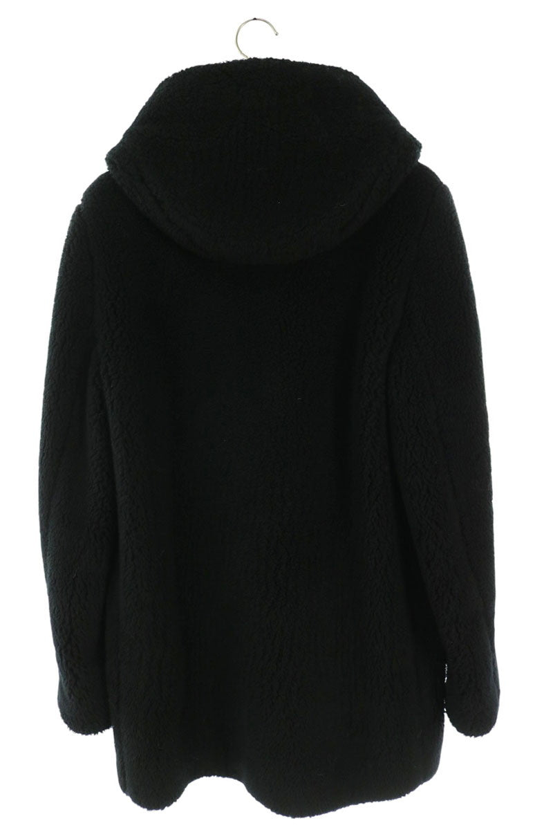 SAINT LAURENT PARIS Black Wool Boa Duffle Coat Size 46