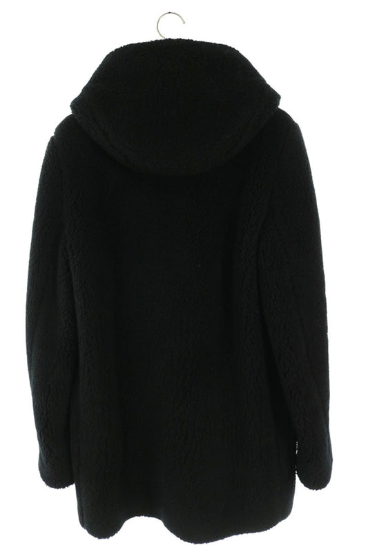 SAINT LAURENT PARIS Black Wool Boa Duffle Coat Size 46