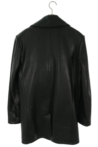 Chrome Hearts BS Fleur Button Leather Pea Coat Black Size M